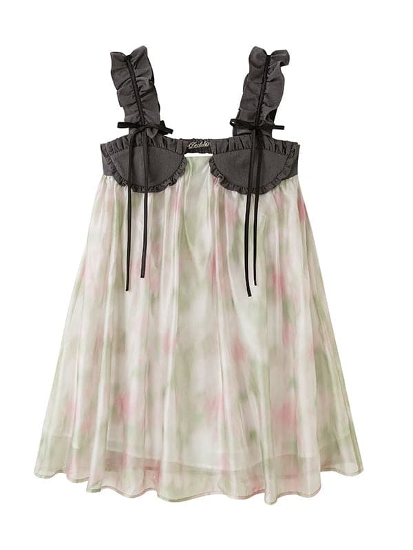 Chiffon Puffy Dress With Frill Straps