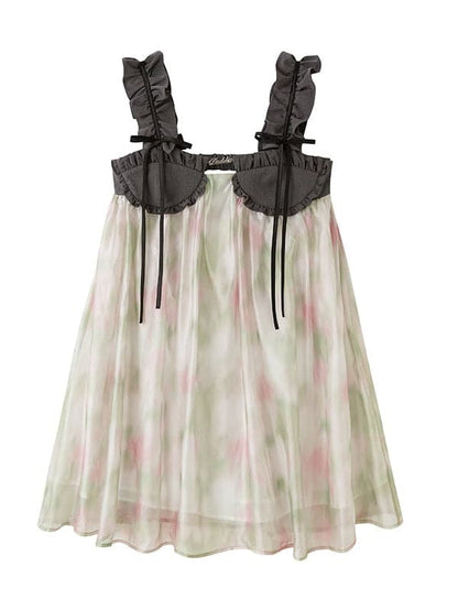 Chiffon Puffy Dress With Frill Straps