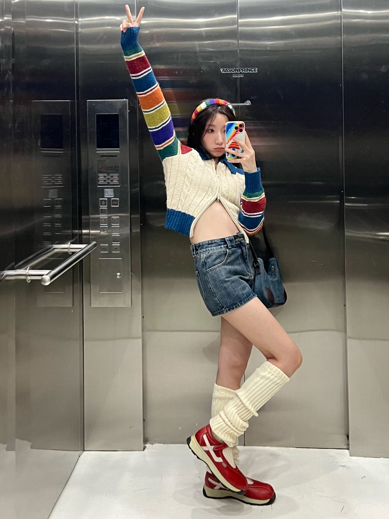 Colorful Striped Raglan Cardigan