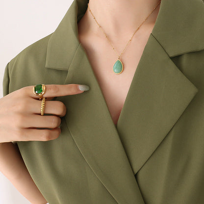 Izzabella Natural Stone Pendant Necklace
