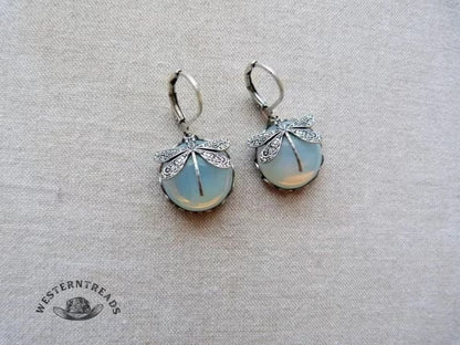 Spherical Dragonfly Earrings in Antique Gold