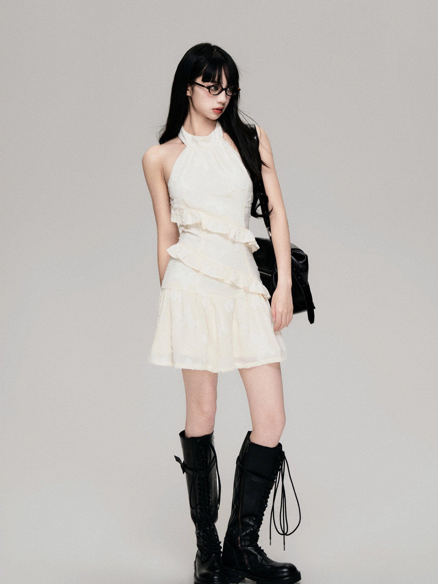 Luluswings Tiered Chiffon Halter Mini Dress - Romantic Ruffled Cocktail Dress
