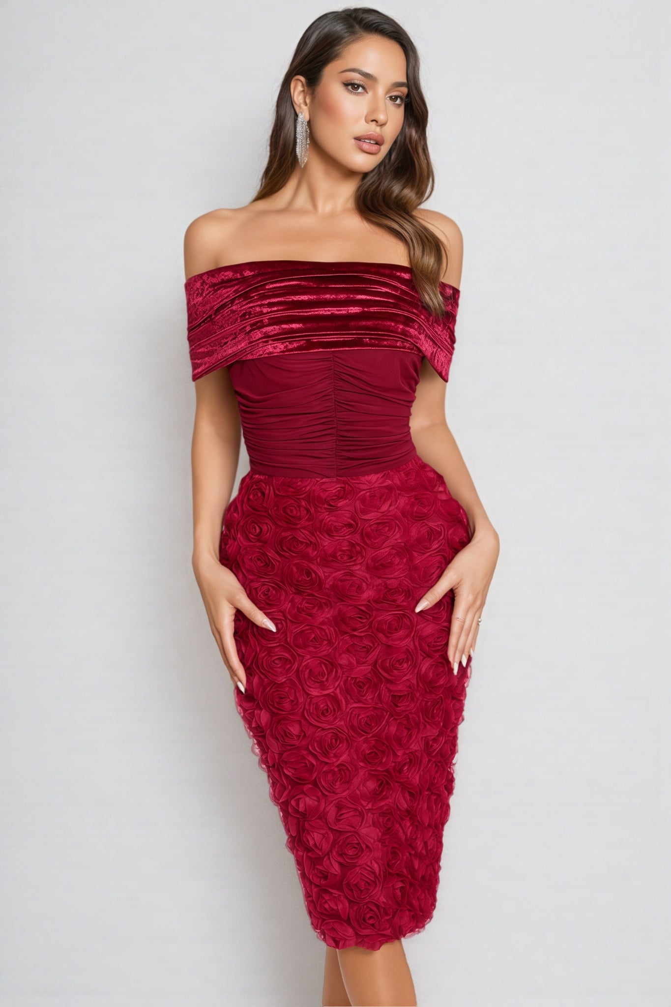 Hale 3d Wrap Midi Dress