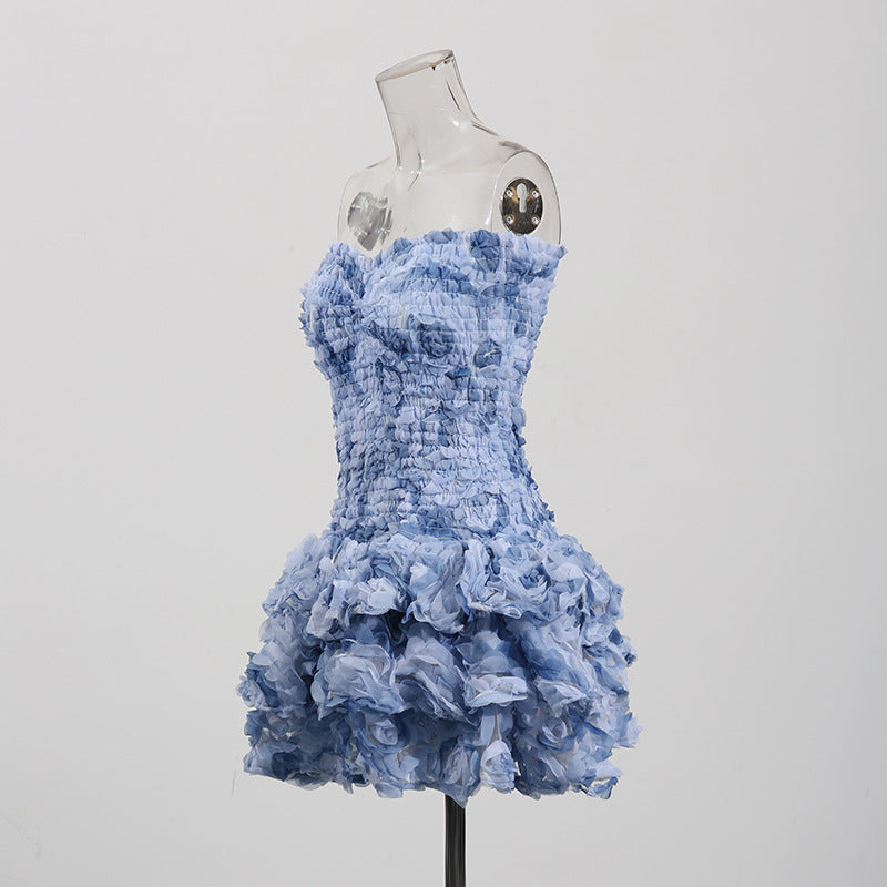 3d Strapless Bodycon Mini Dress Summer