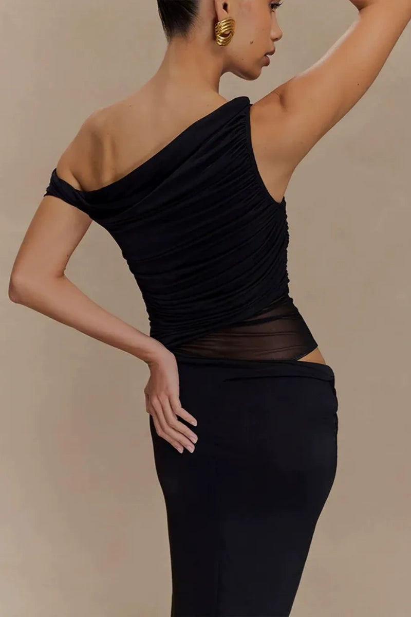 Callen One Shoulder Slinky Maxi Dress