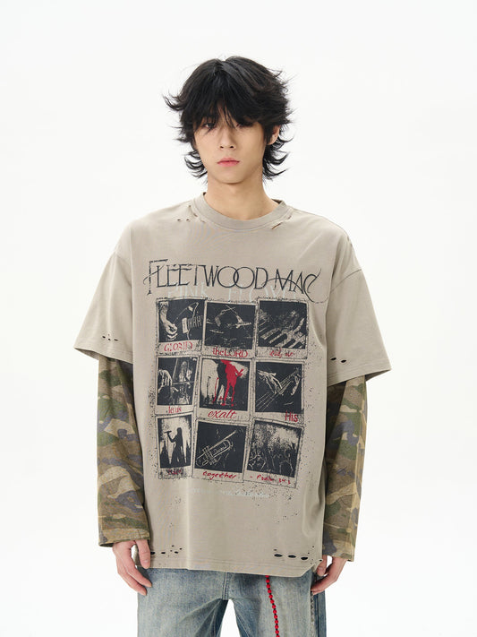 Layered Camo Sleeve T-shirt