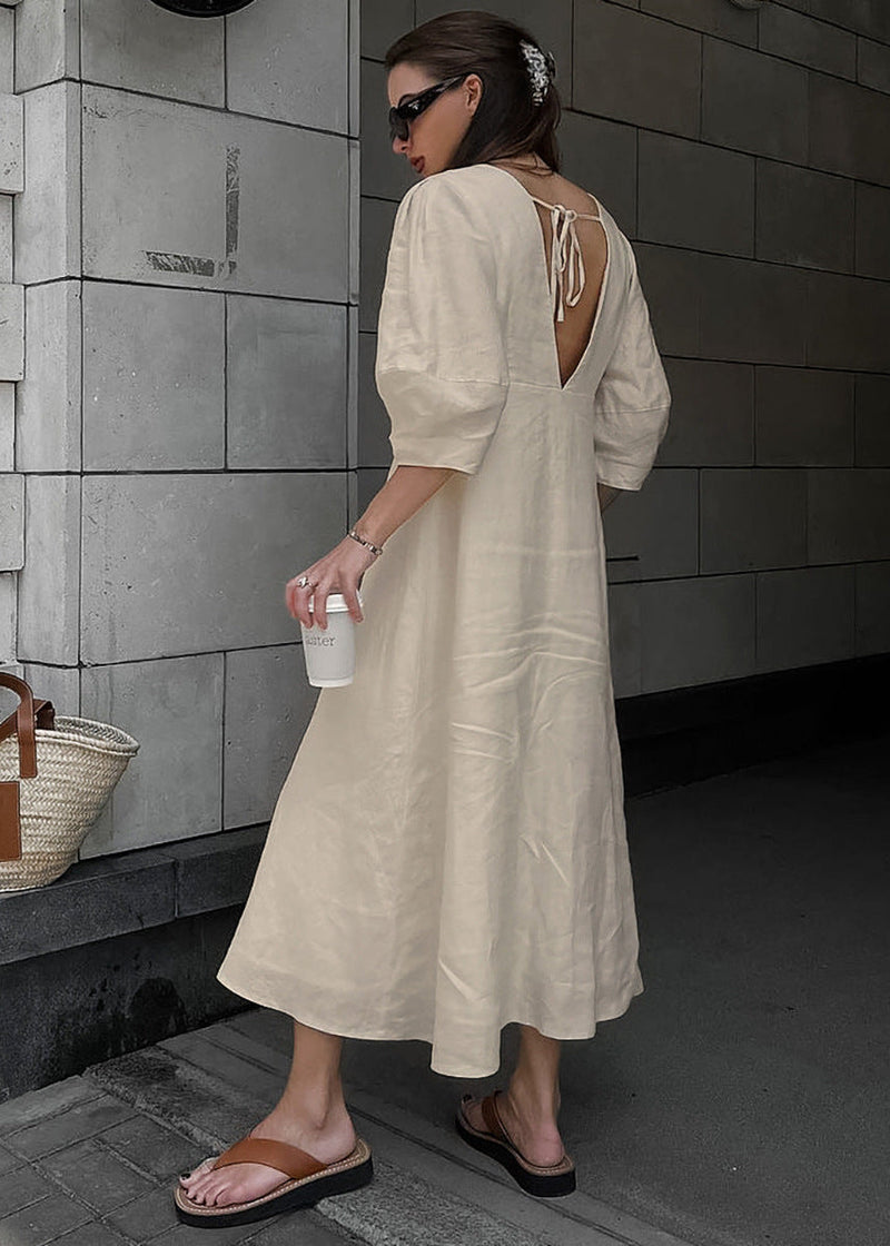 Noelle – Linen Button-down Midi Dress