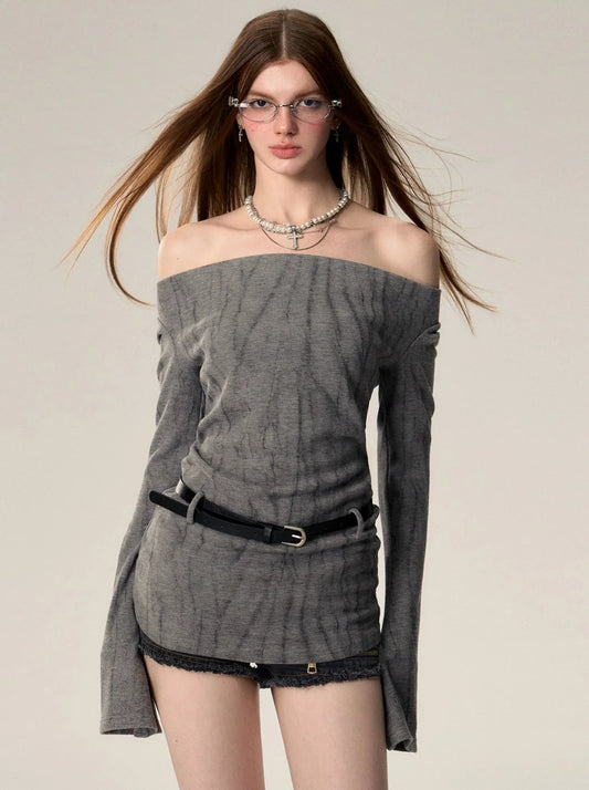 Neck Bell Sleeve Midi T-shirt