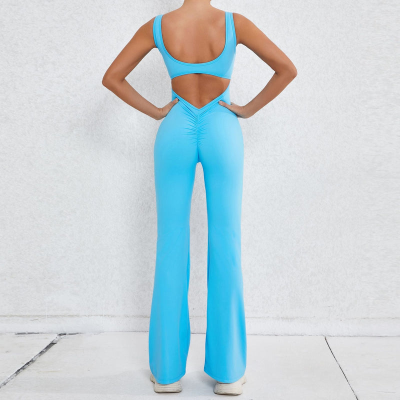 Autumn Sand Hollow Out Cutout Beauty Back One Piece Peach Hip Lifting Sport Workout Clothes Micro Pull Yoga Jumpsuit Jumpsuit