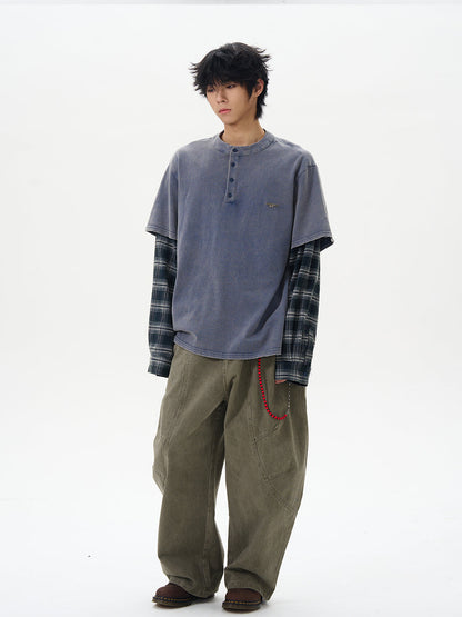 Olive Wide-leg Cargo Chain Pants