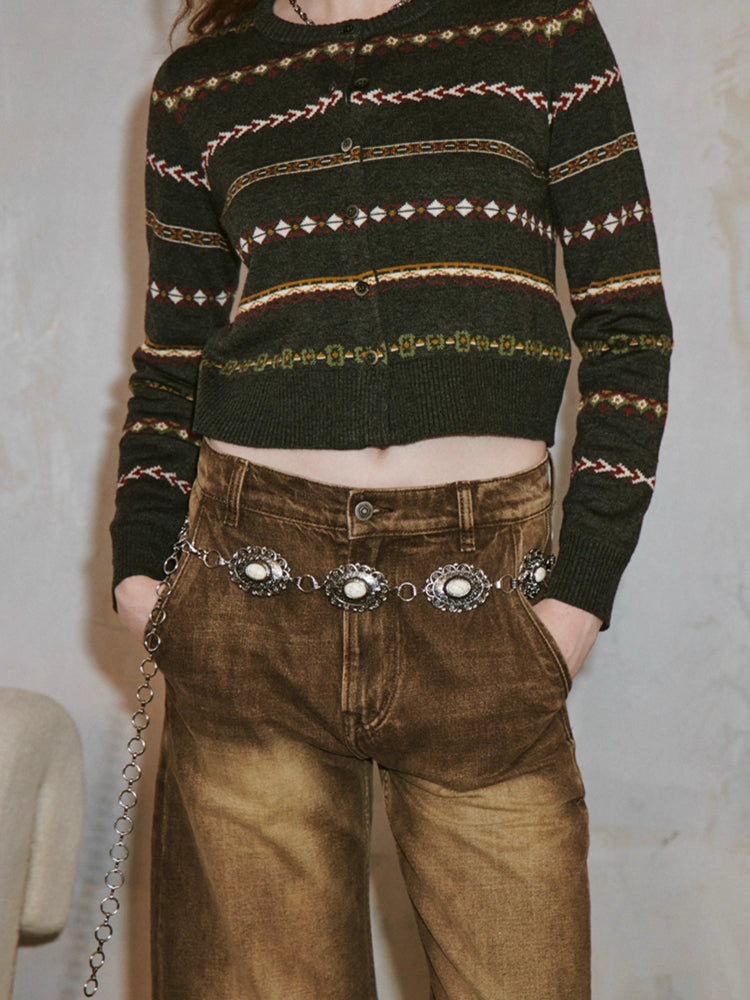 Fair Isle Cropped Cardigan