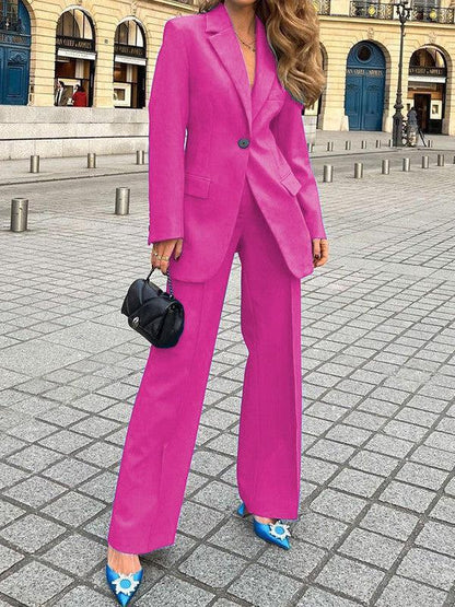 One Button Blazer & Pants Coord Set