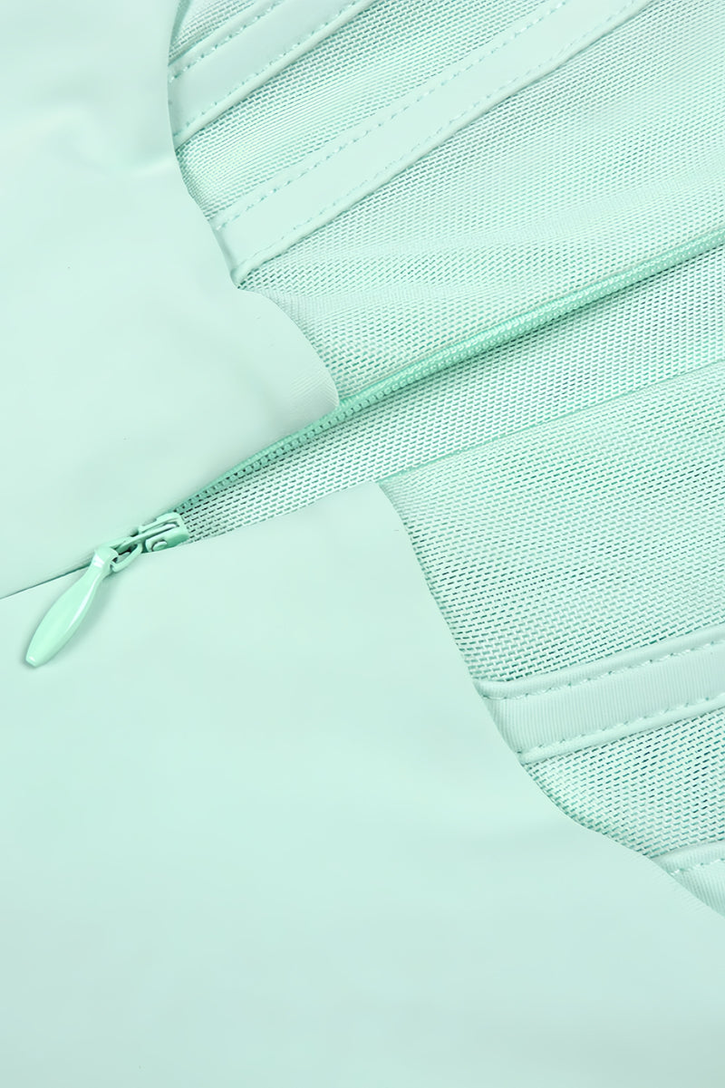 Gened Green Ribbon Sheer Chiffon Maxi Dress
