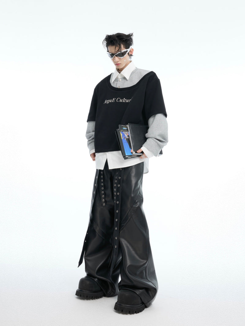 Layered Collar Sweatshirt Blue Shirt