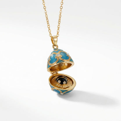 Enameled Egg Pendant Necklace
