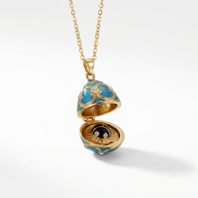 Enameled Egg Pendant Necklace