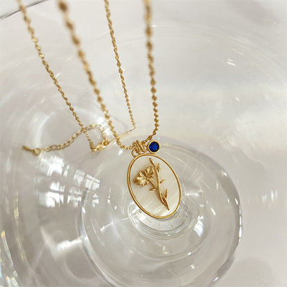 Anslee Mother-of-pearl Birth Flower Necklace