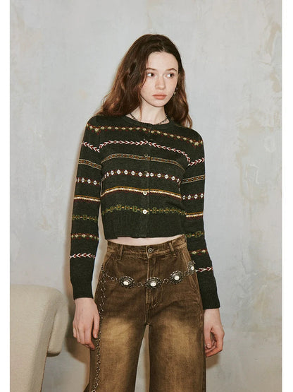 Fair Isle Cropped Cardigan