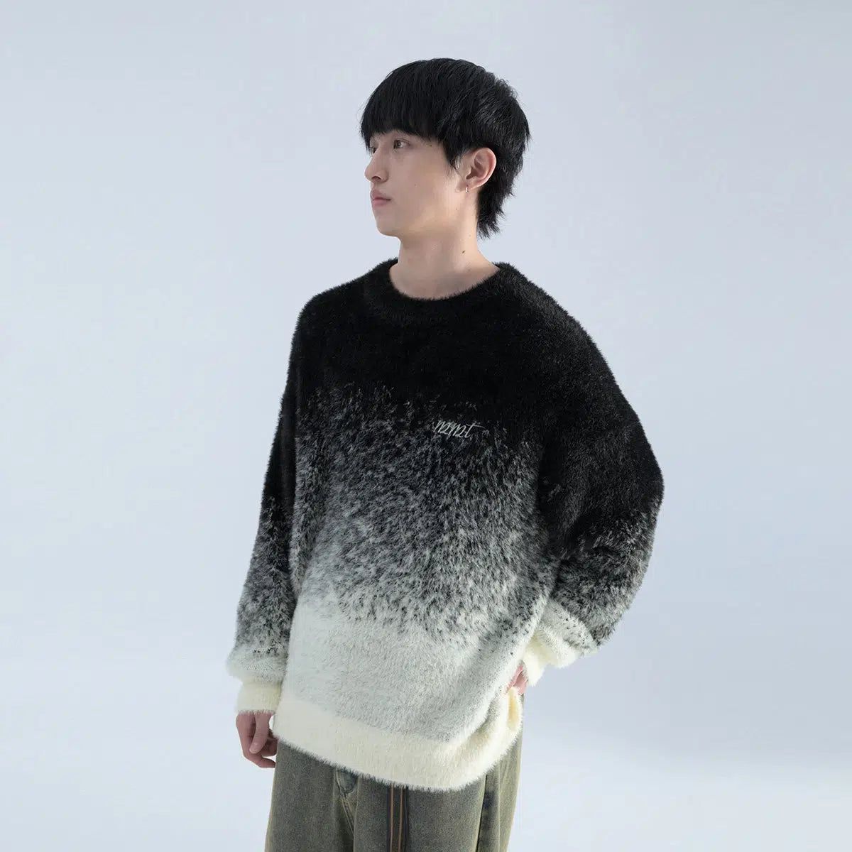 Fuzzy Sweater With Gradient Effect