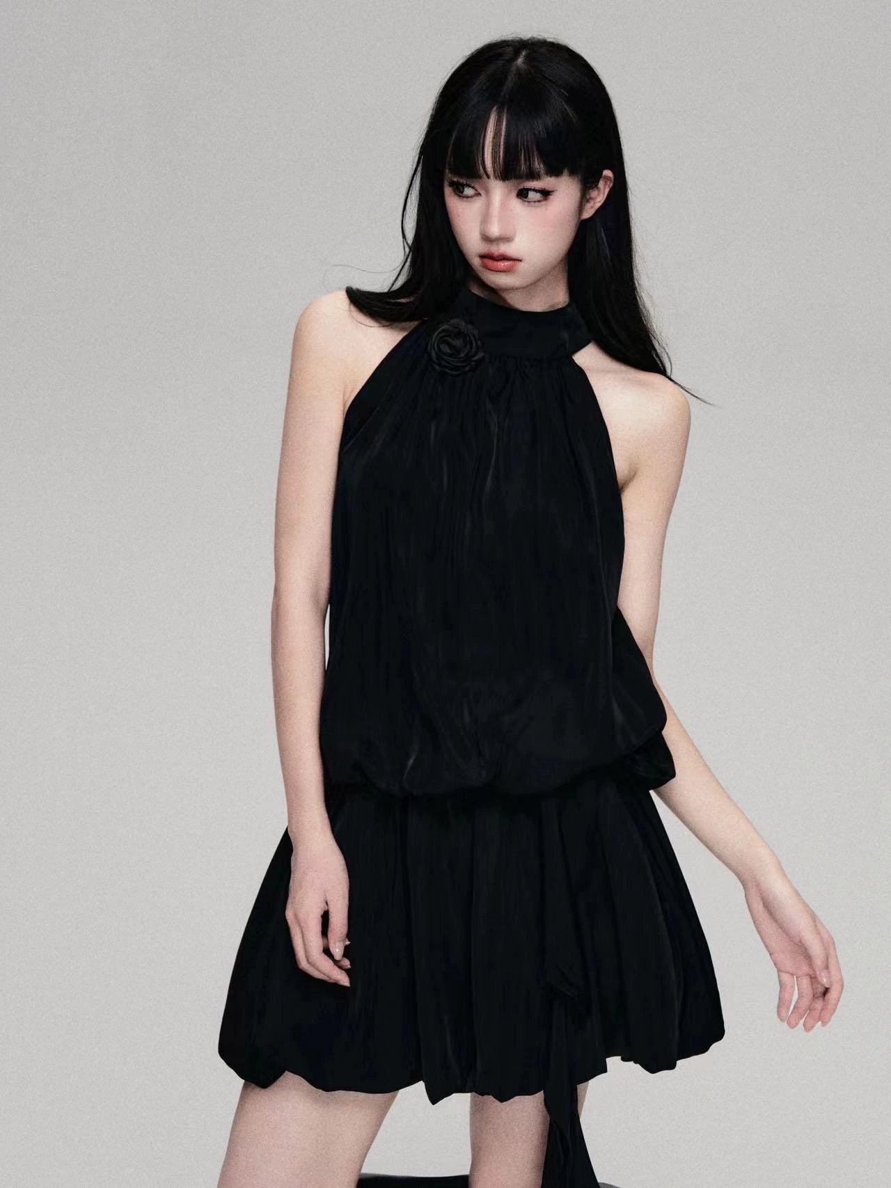 Luluswings Halter Neck Bubble Hem Mini Dress - Cocktail Attire