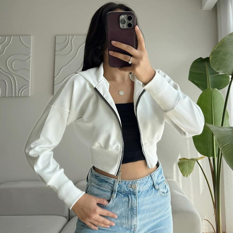 Clothing Autumn Winter Cardigan Zipper Hooded Long Sleeve Knitted Coat