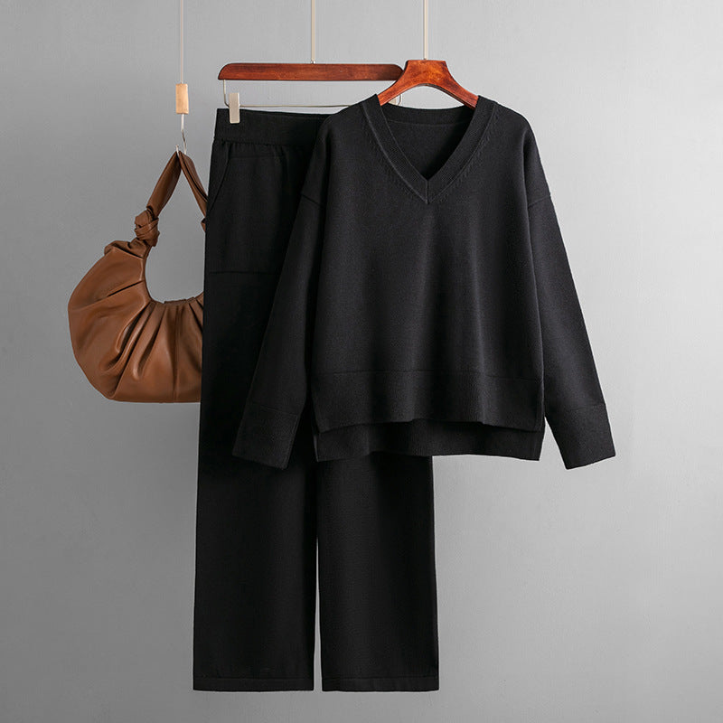 Suit Autumn Winter Loose Sweater Pullover Two Piece Set
