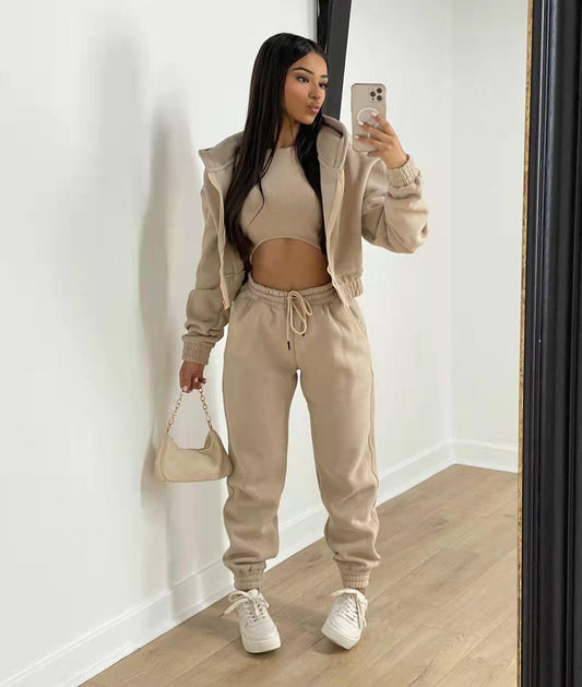 Clothing Autumn Winter Hooded Sweatshirt Long Sleeved Sports Suit