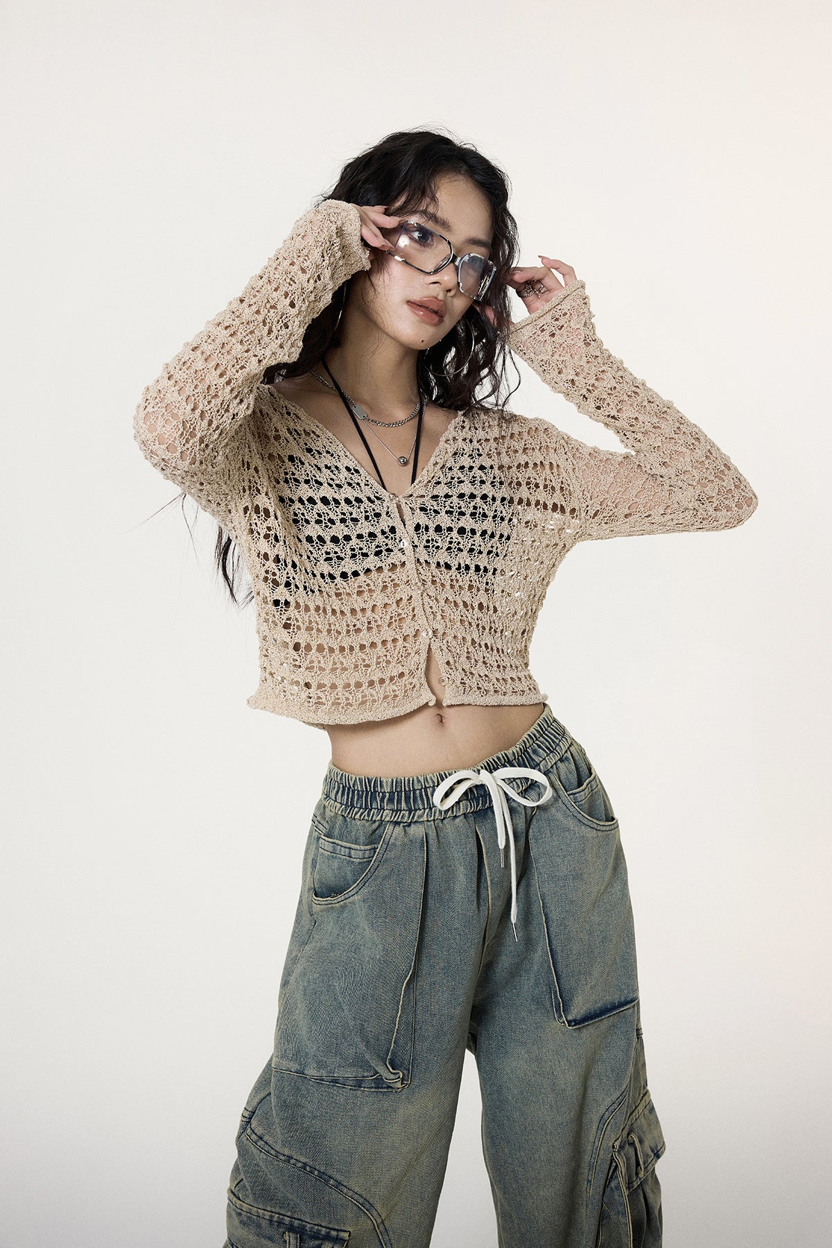 Crochet Button Crop Cardigan