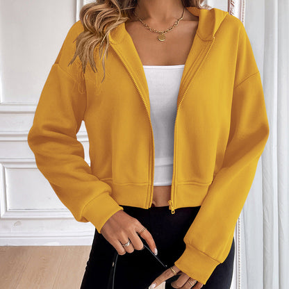 Clothing Short Zipper Hooded Cardigan Hoodie
