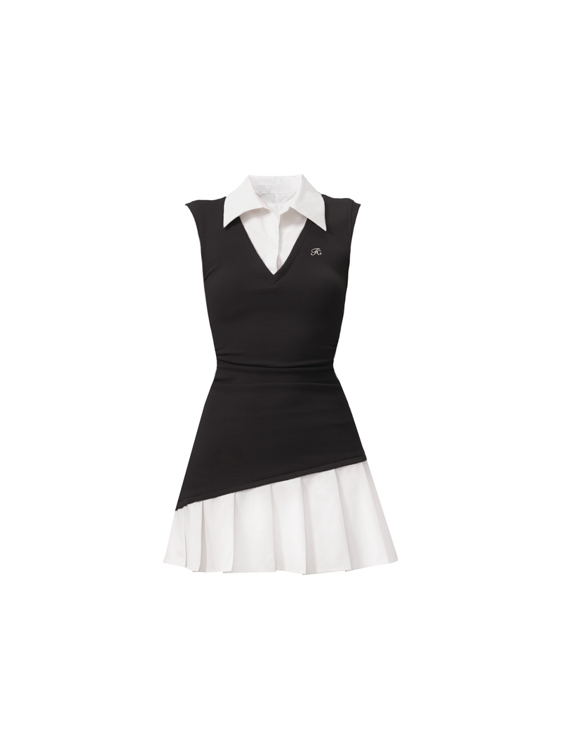 Contrast Collared Mini Dress Duo