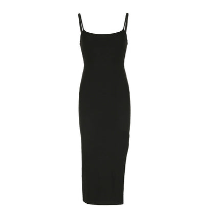Personality Color Slim Hip Backless Cutout Sling Maxi Dress
