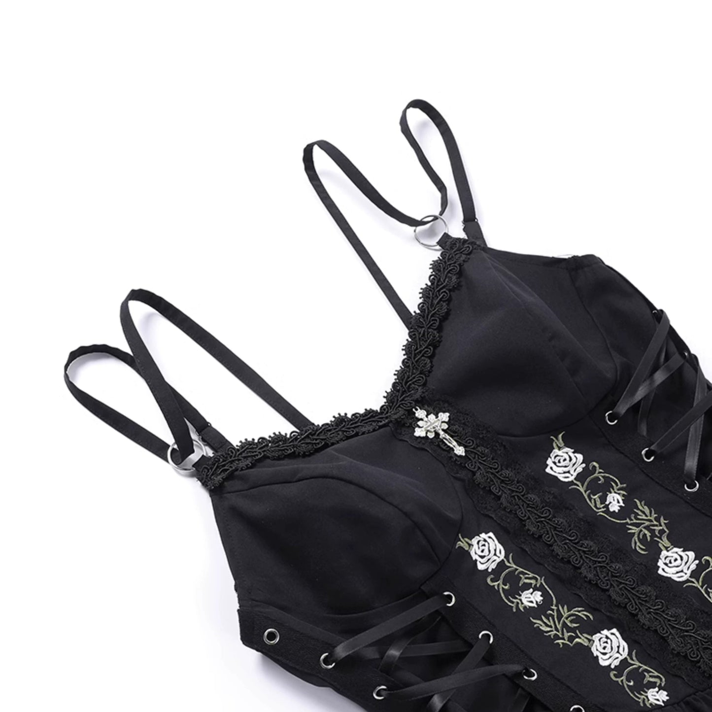 Wannathis Gothic Lolita Dress Set - Black Corset Mini Dress With Lace Bolero and Gloves