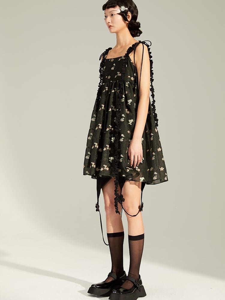 Princess Lace Jacquard Dress With Delicate Straps