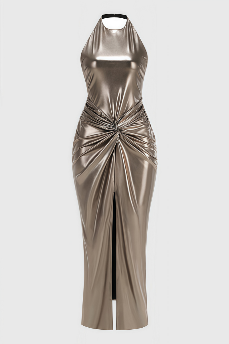 Irven Backless Twisted Split Maxi Dress