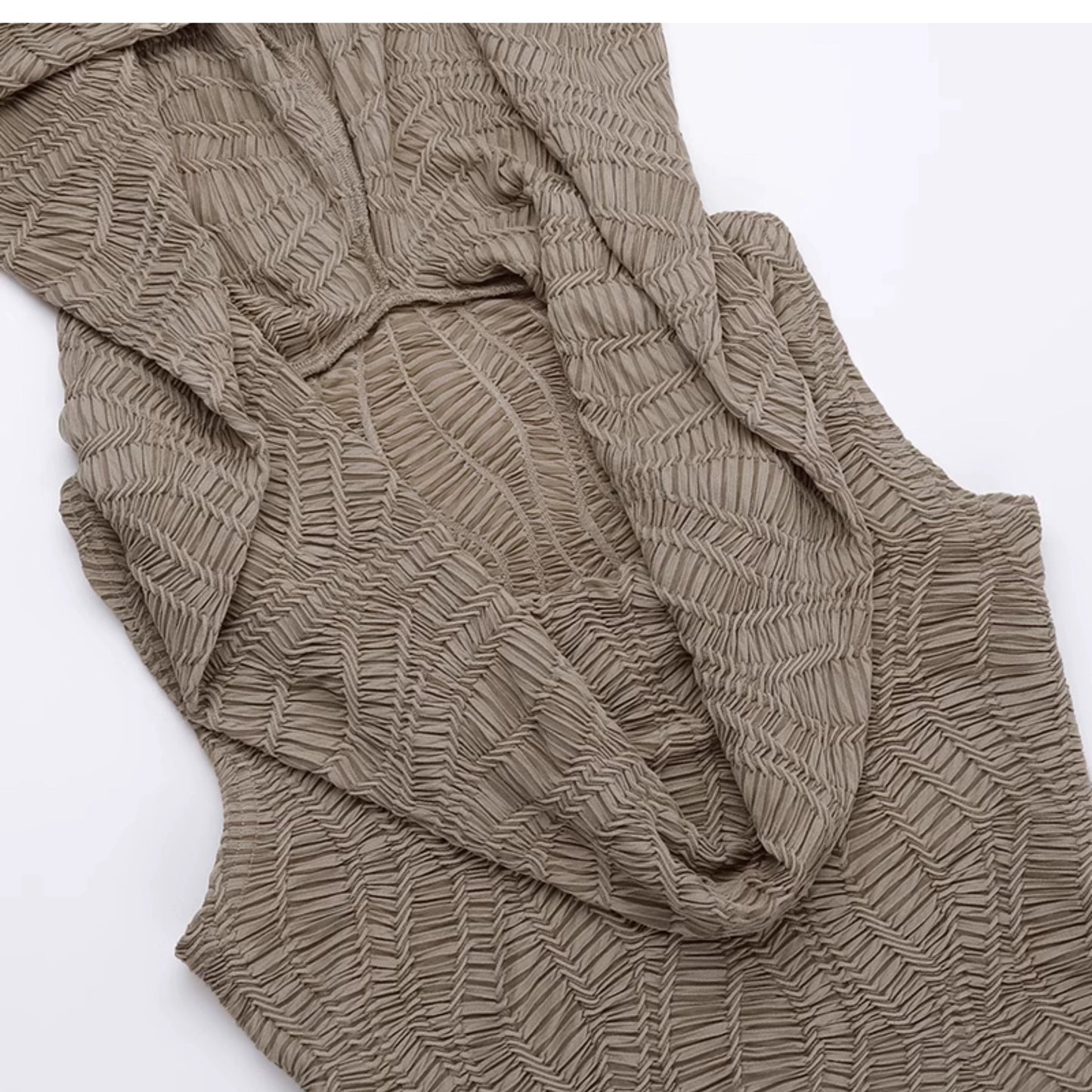 Wannathis Avant-garde Hooded Maxi Dress - Taupe Cold Shoulder Gown With Ruffle Detail