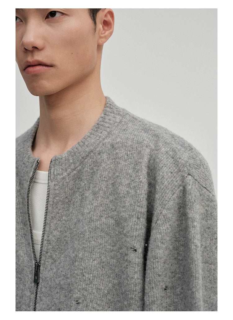 Irregular Distressed Open-knit Cardigan/vest