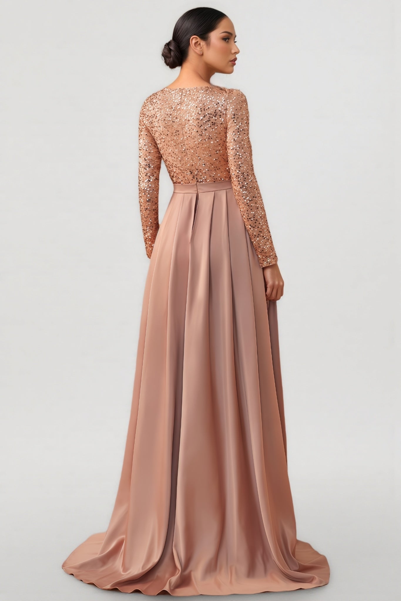 Madison Sequined Long Sleeve Maxi Dress