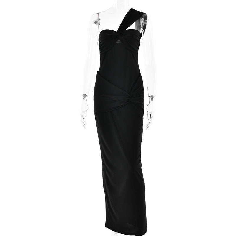 Spring Dress Tube Top Color Stitching Hip Slim Fit Maxi Dress