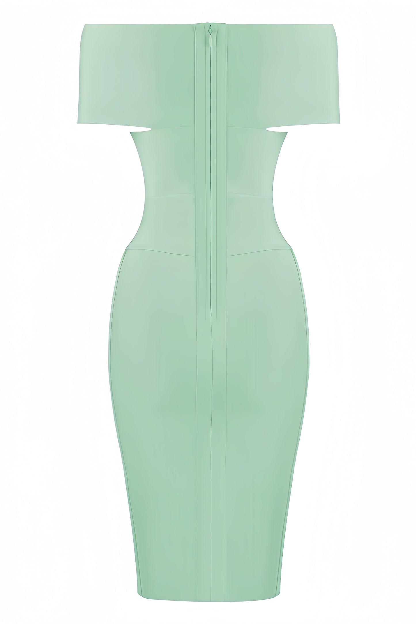 Keira Light Green Open-shoulder Maxi Dress