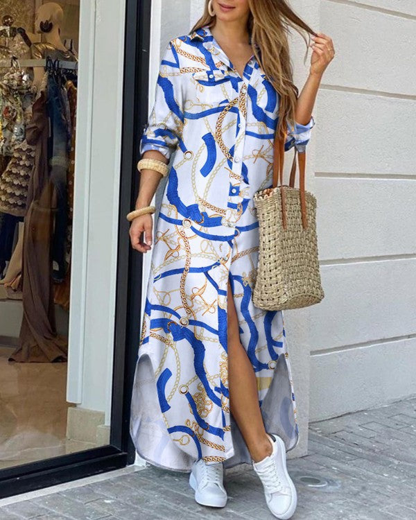 New Spring Summer Shirt Maxi Dress