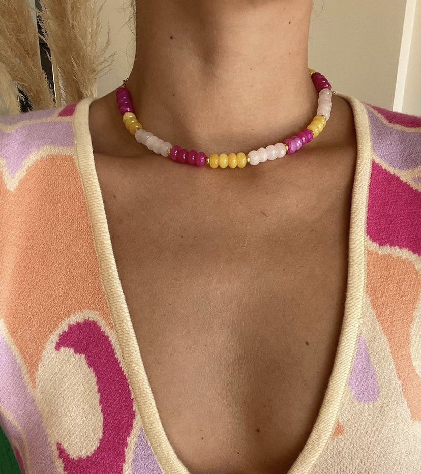 Ava Pink-yellow Choker Necklace