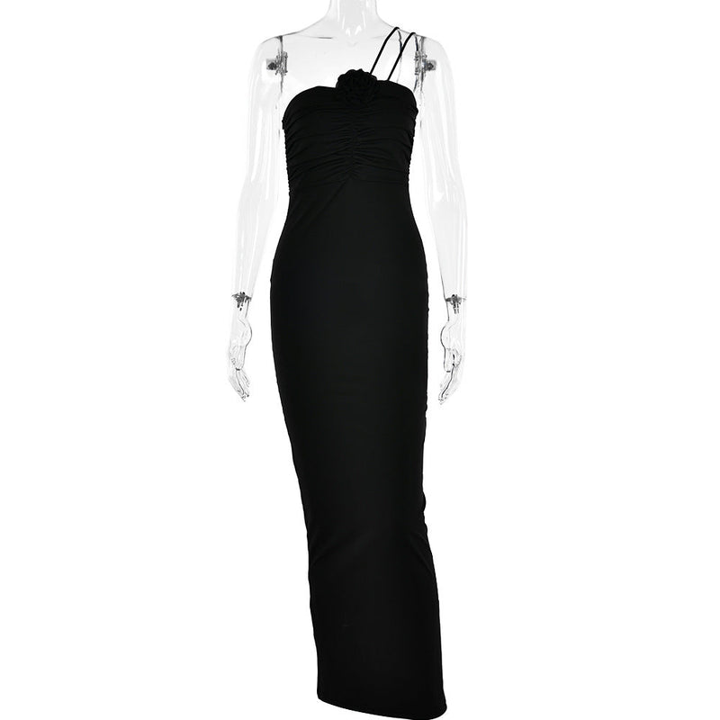 Clothing Summer Halter Tube Top Dress Backless Waist Trimming Maxi Dress