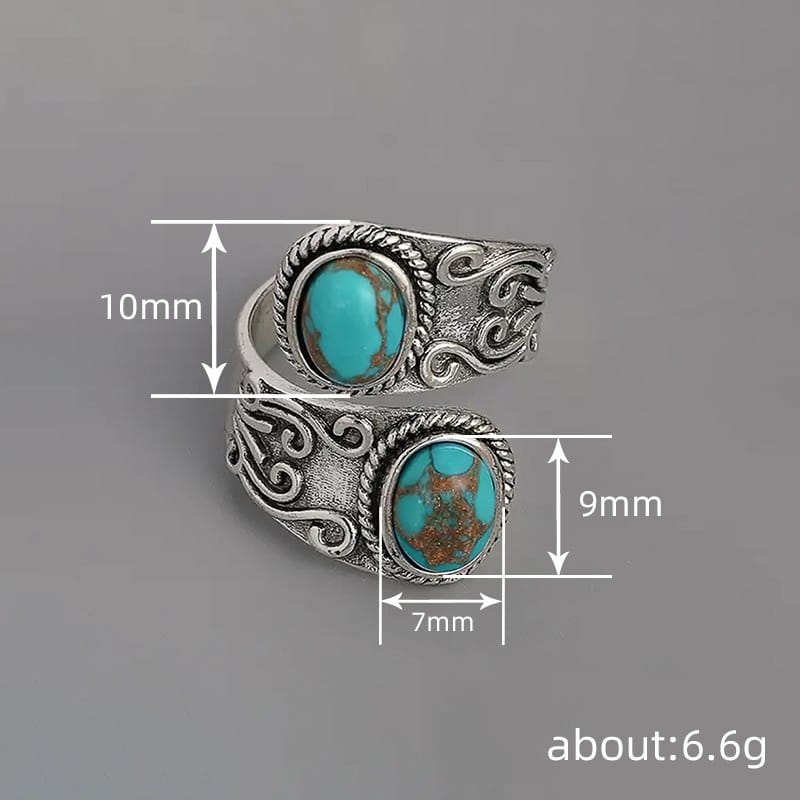 Twin Spirit Turquoise Wrap Ring