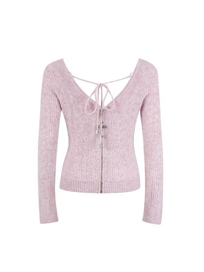 Convertible Halter Neck Short Cropped Long Sleeve Cardigan