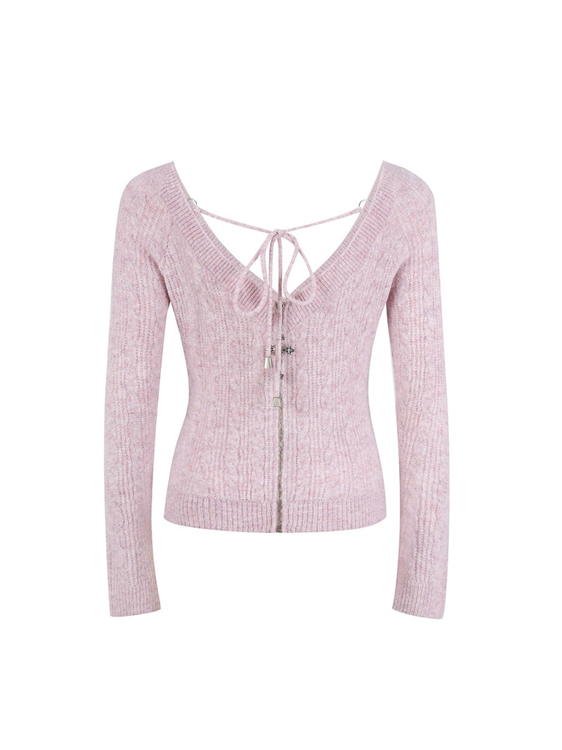 Convertible Halter Neck Short Cropped Long Sleeve Cardigan