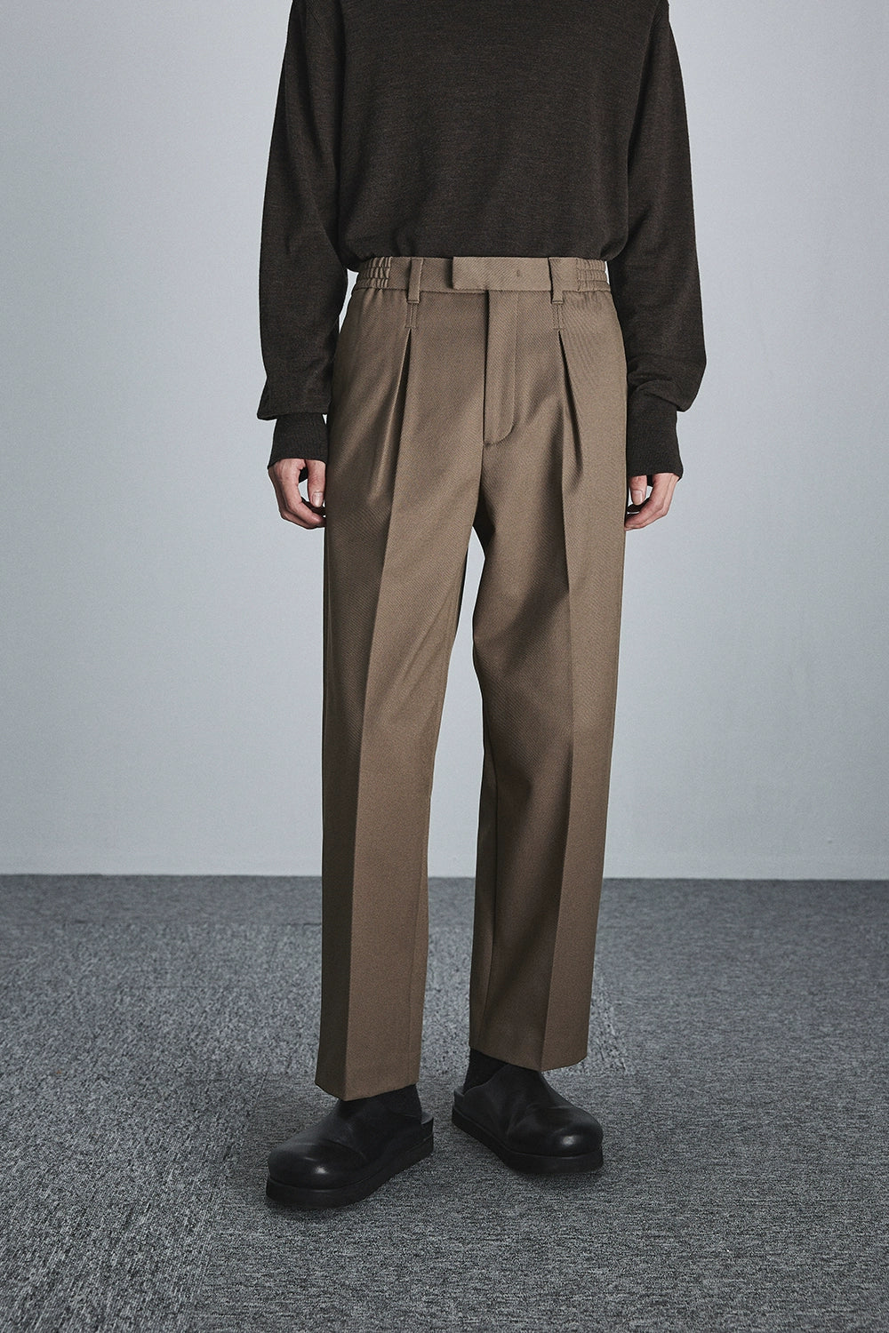 Semi-elastic Waist Wide-leg Cropped Pants