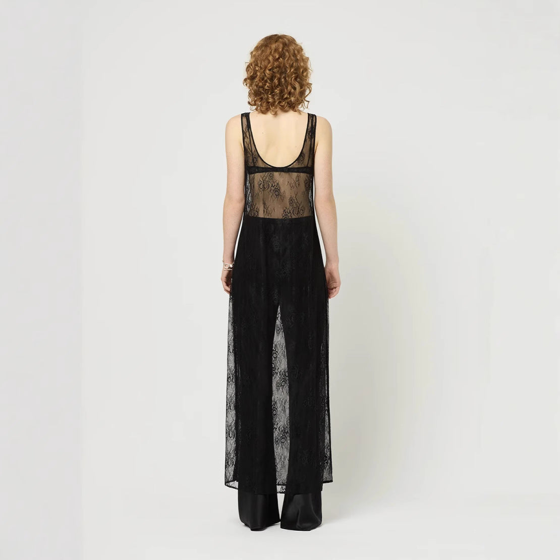 Spring Summer Clothing See Through Hollow Out Cutout Lace Blouse Dress