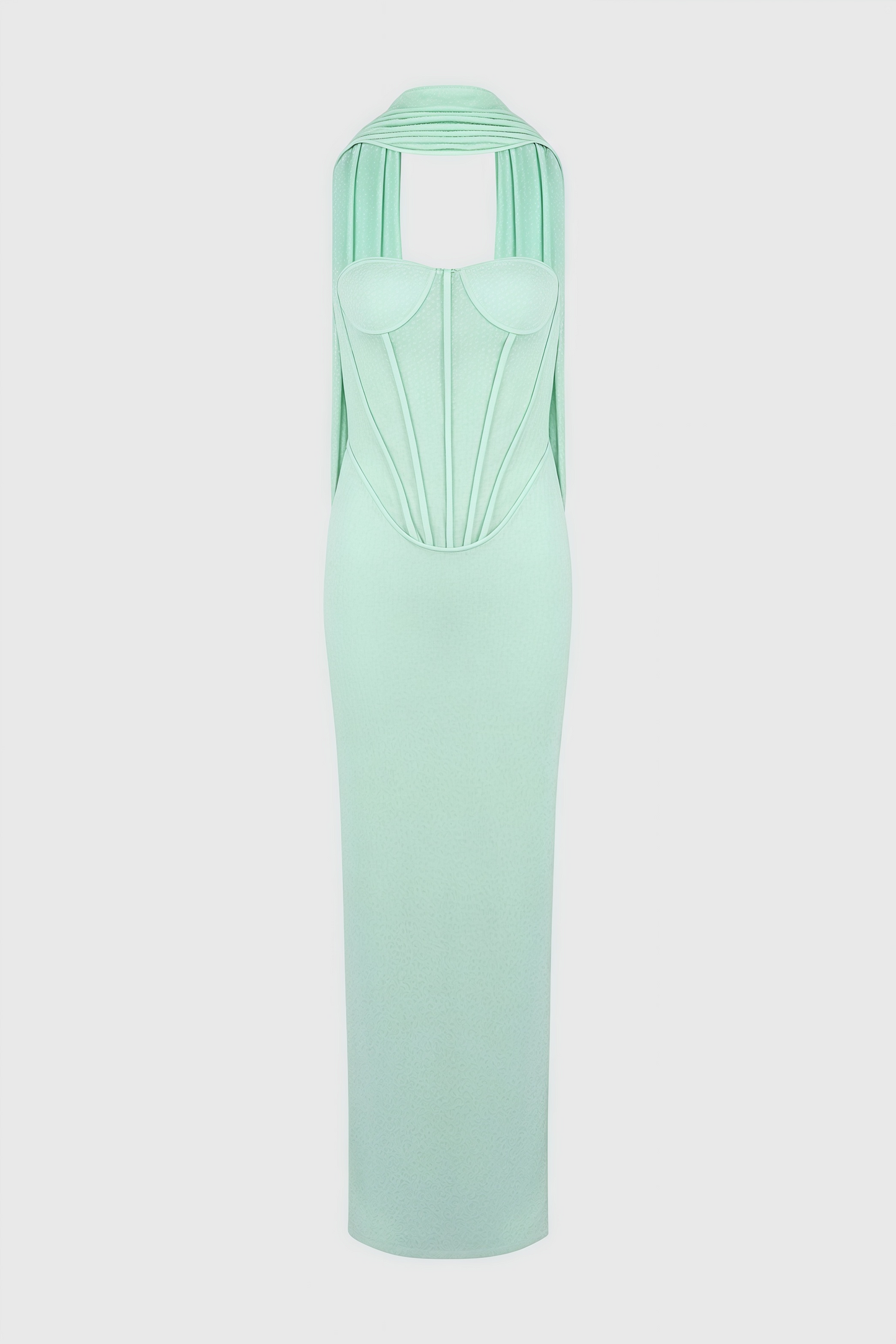 Gened Green Ribbon Sheer Chiffon Maxi Dress