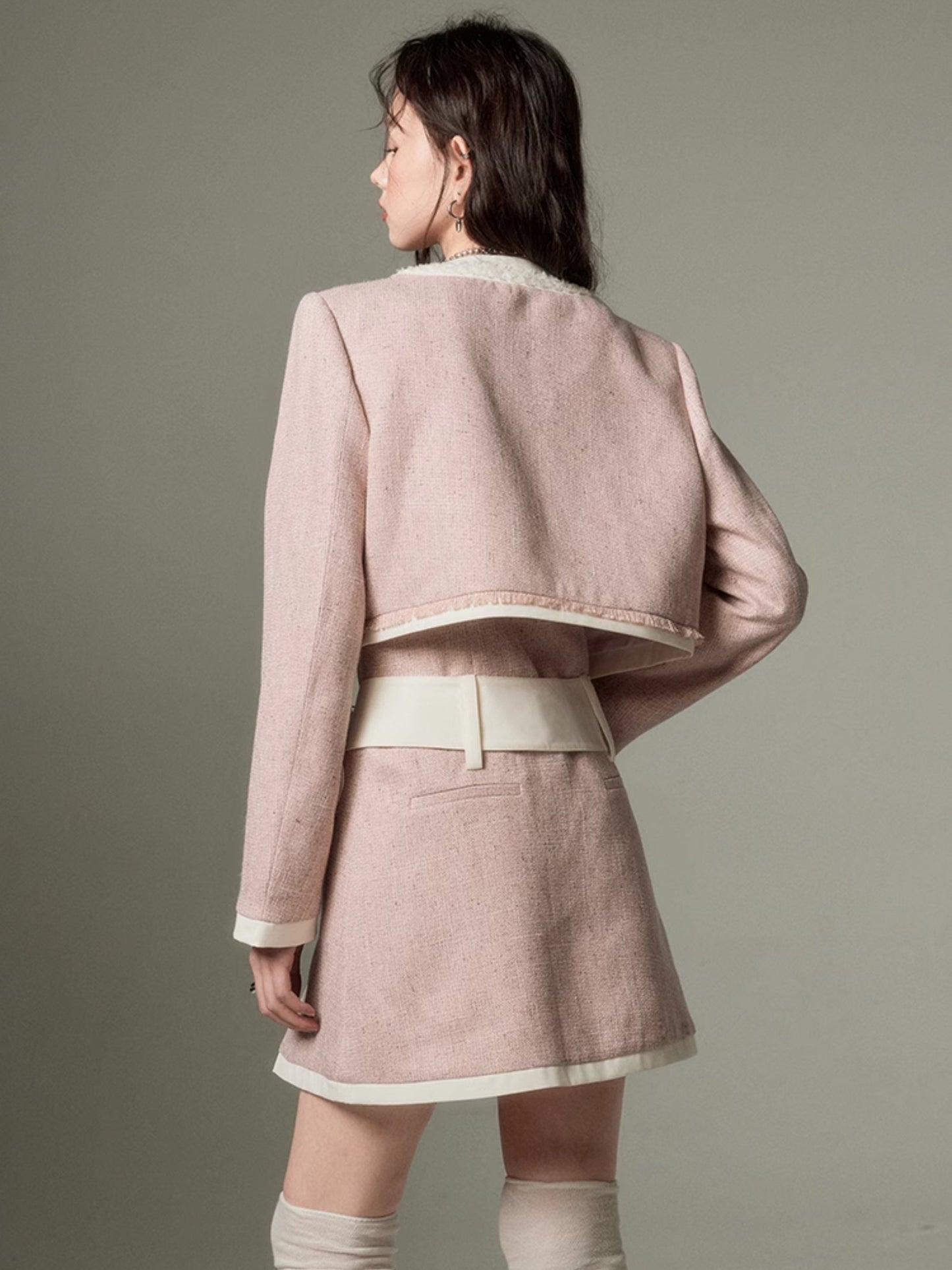 Tweed Short Jacket & Slip Skirt Combo