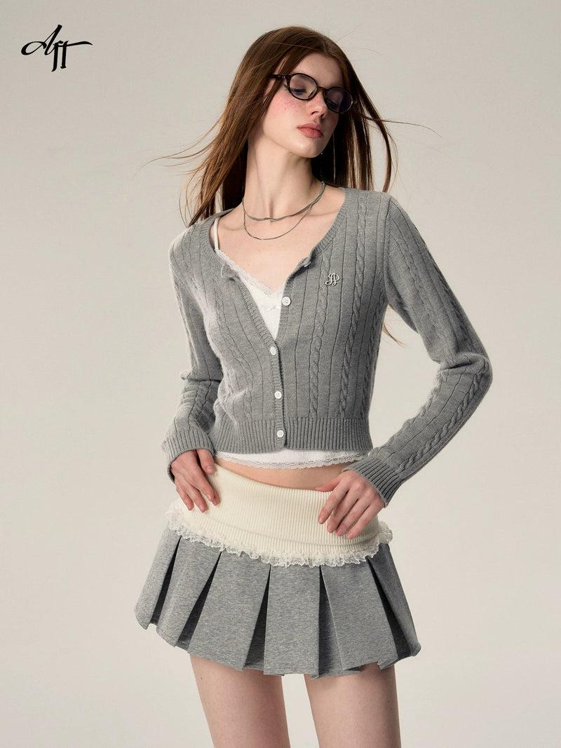 Wool Button-down Cardigan Set